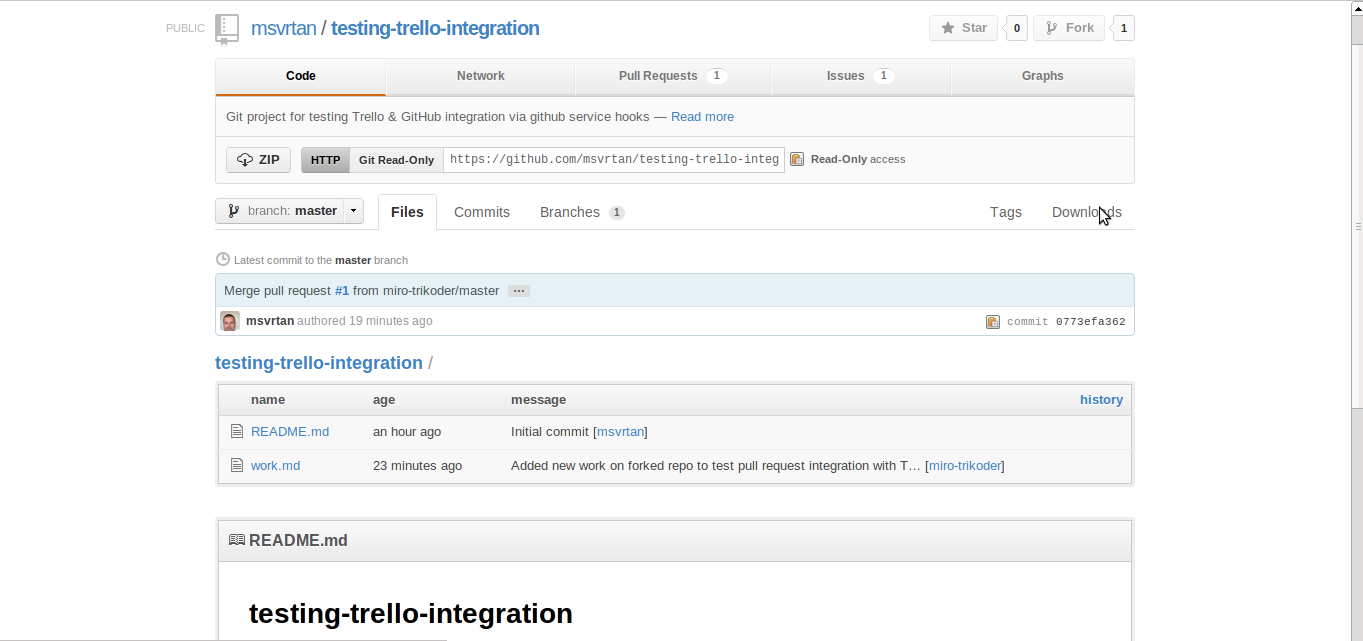 github project for testing trello integration